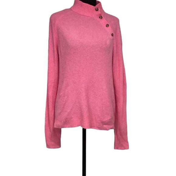 J.Crew Sweaters - Baby pink J. Crew mock neck wool blend sweater with side collar buttons